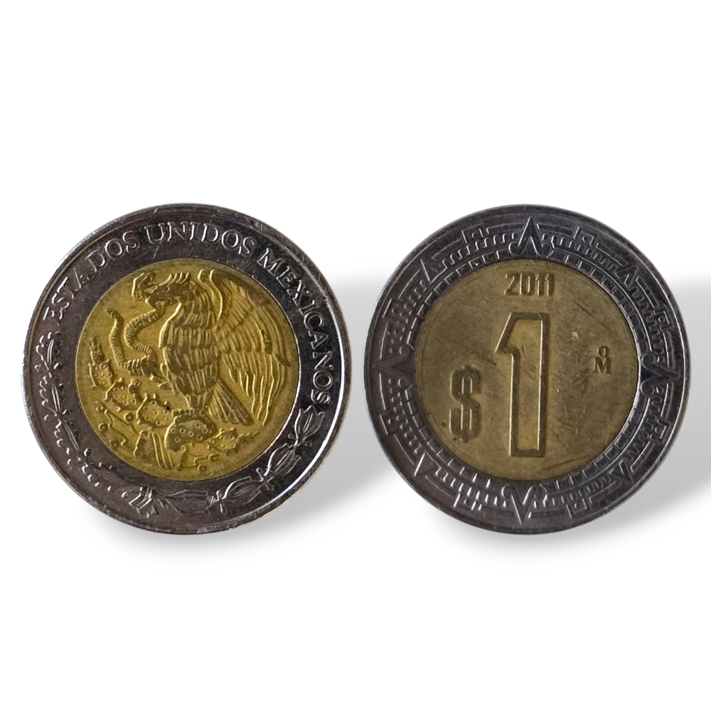 MEXICO 1 Peso Bimetallic Coin From 2011 Aztec Calendar KM#603